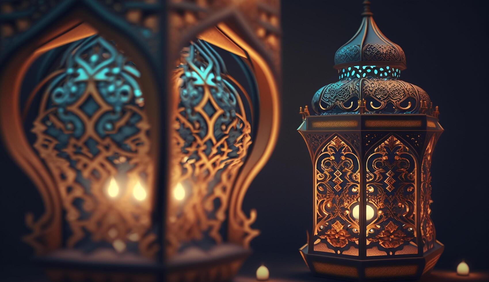 3d render mosque element in ornate arabic, Islamic architecture style interior. photo