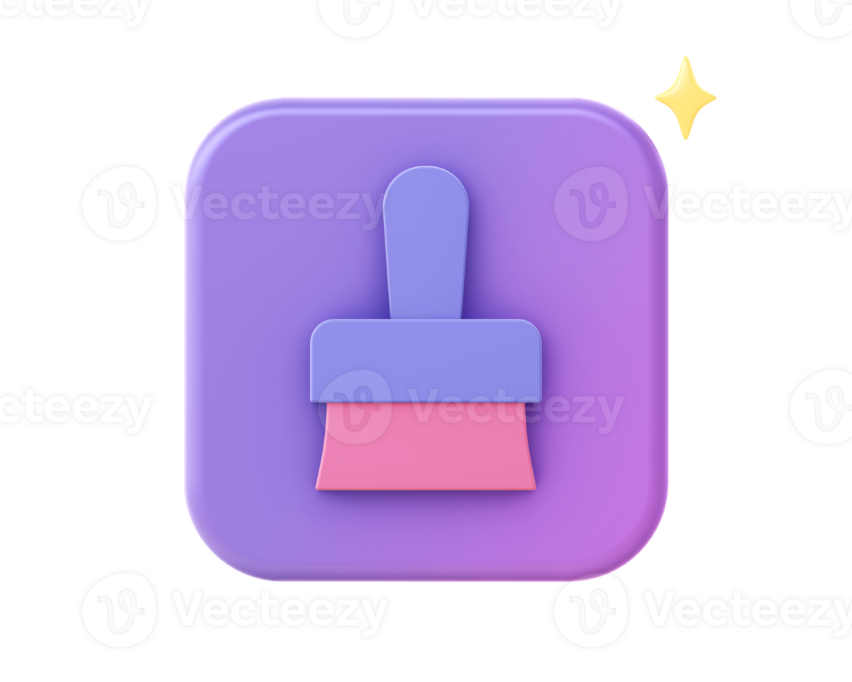 3d render of purple paint brush icon for UI UX web mobile apps social media ads design png
