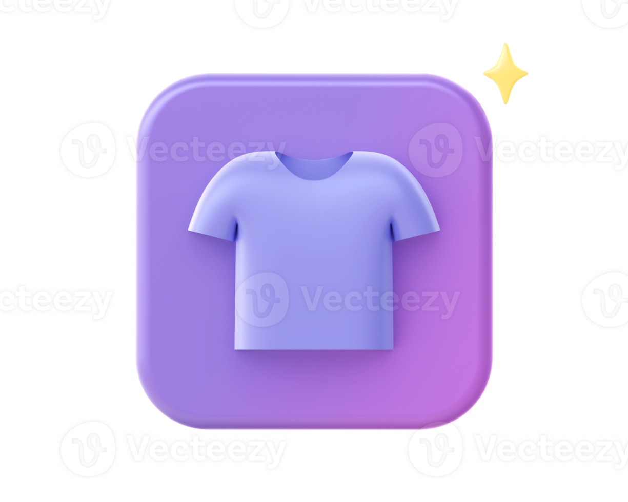 3d render of purple outfit and cloth icon for UI UX web mobile
