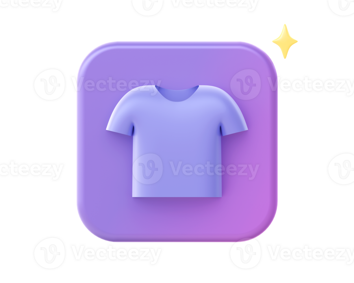 3d render of purple outfit and cloth icon for UI UX web mobile