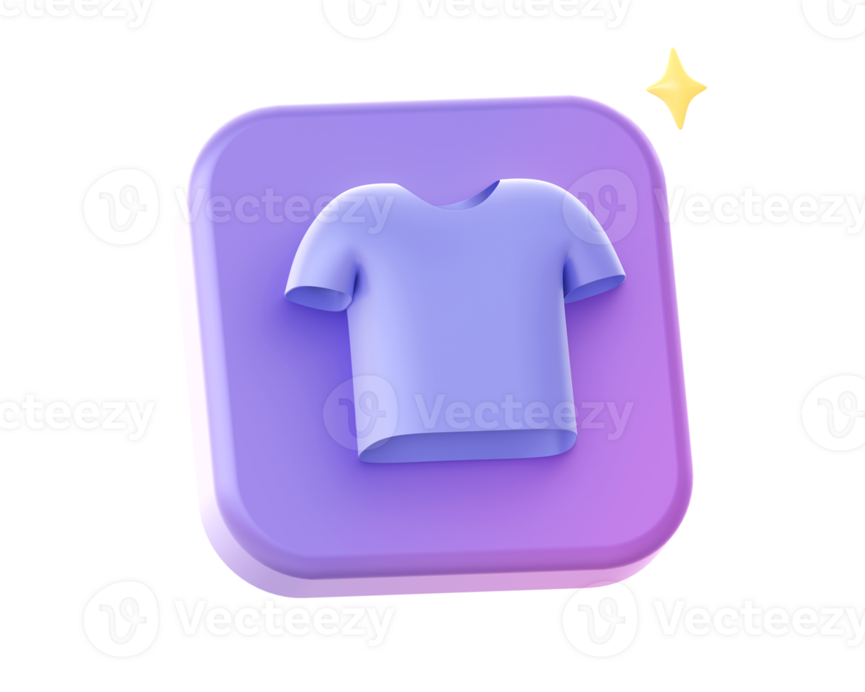 3d render of purple outfit and cloth side icon for UI UX web mobile apps social media ads design png
