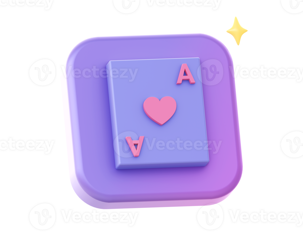 3d render of purple poker cards side icon for UI UX web mobile apps social media ads design png