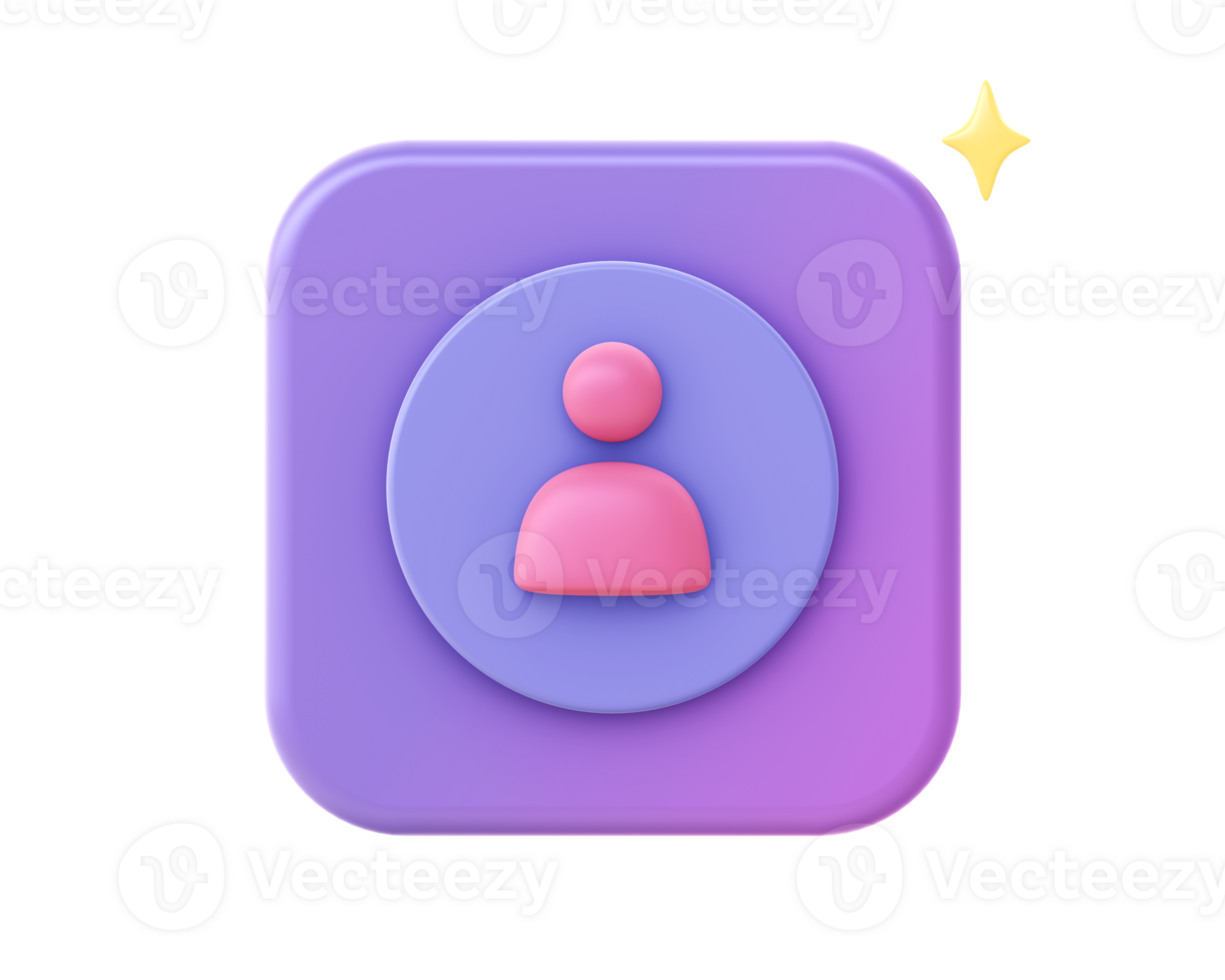 3d render of purple people and person icon for UI UX web mobile apps social media ads design png