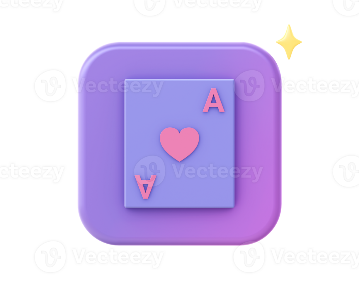 3d render of purple poker cards icon for UI UX web mobile apps social media ads design png