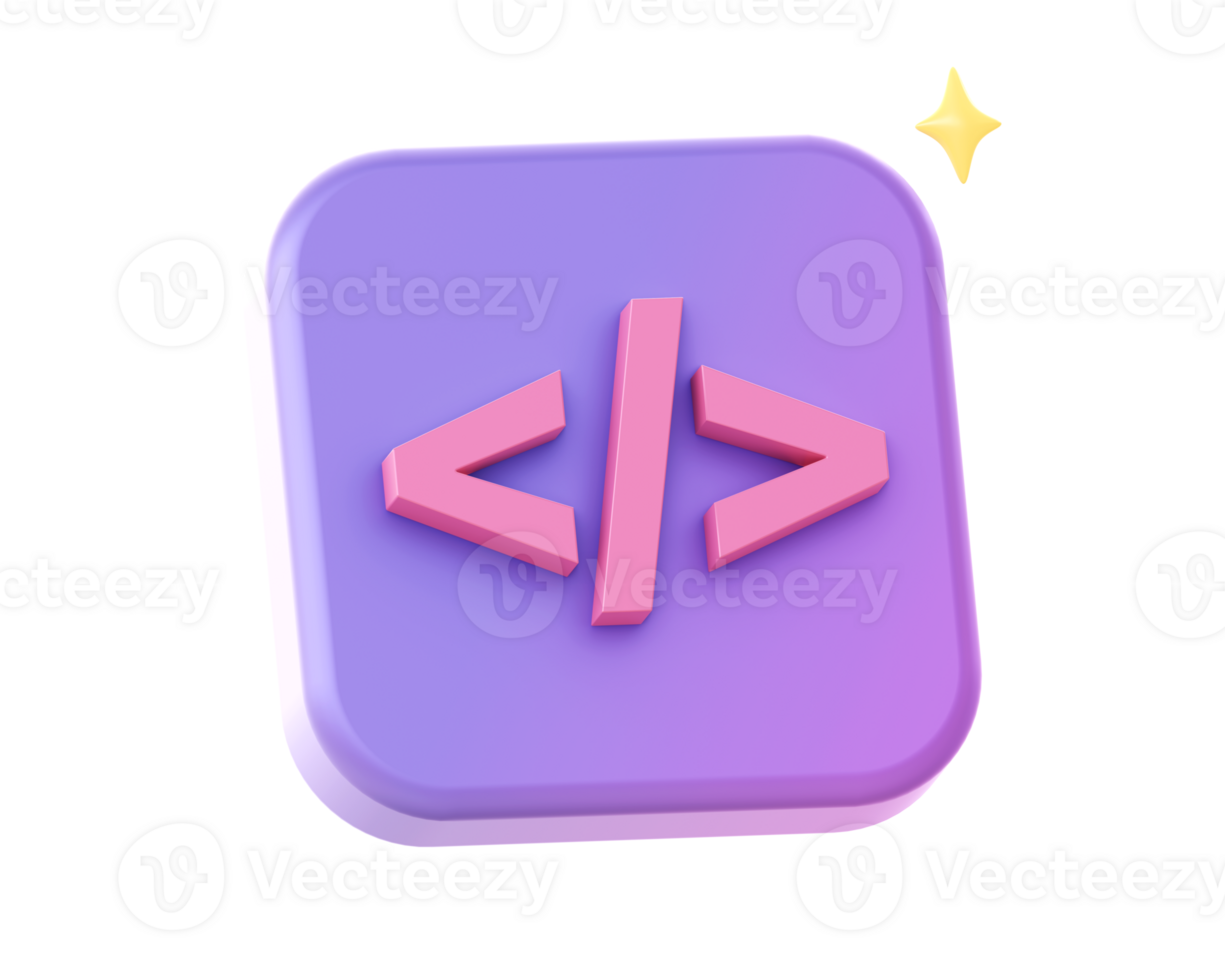 3d hacer de púrpura web programación y codificación lado icono para ui ux web móvil aplicaciones social medios de comunicación anuncios diseño png