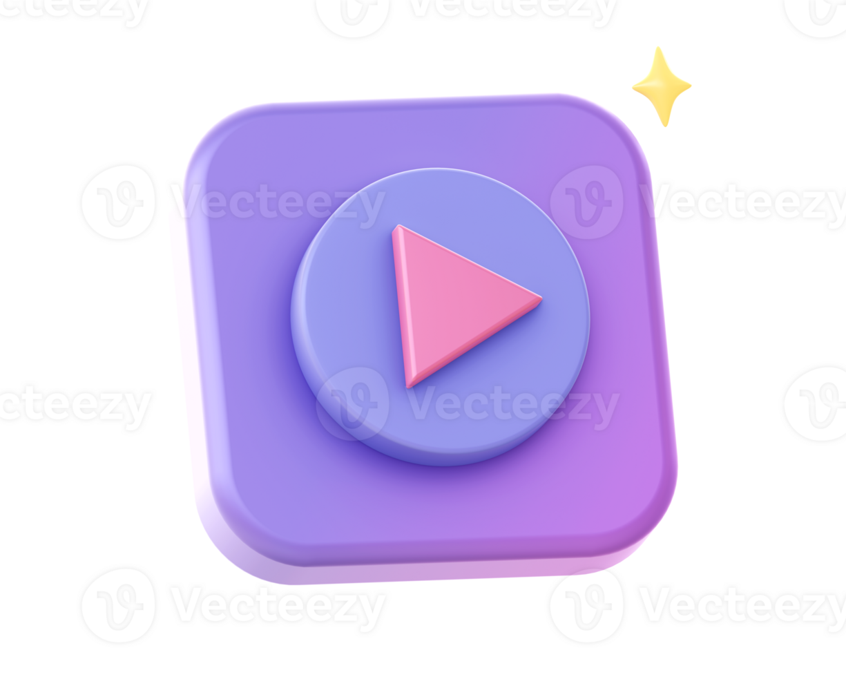 3d render of purple video streaming side icon for UI UX web mobile apps social media ads design png