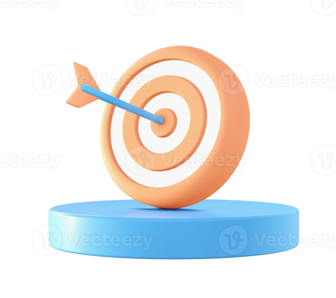 3d Arrow hits target icon for UI UX web mobile apps social media ads design png