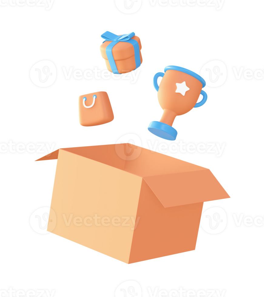 3d unboxing gift or present illustration icon for UI UX web mobile apps social media ads design png