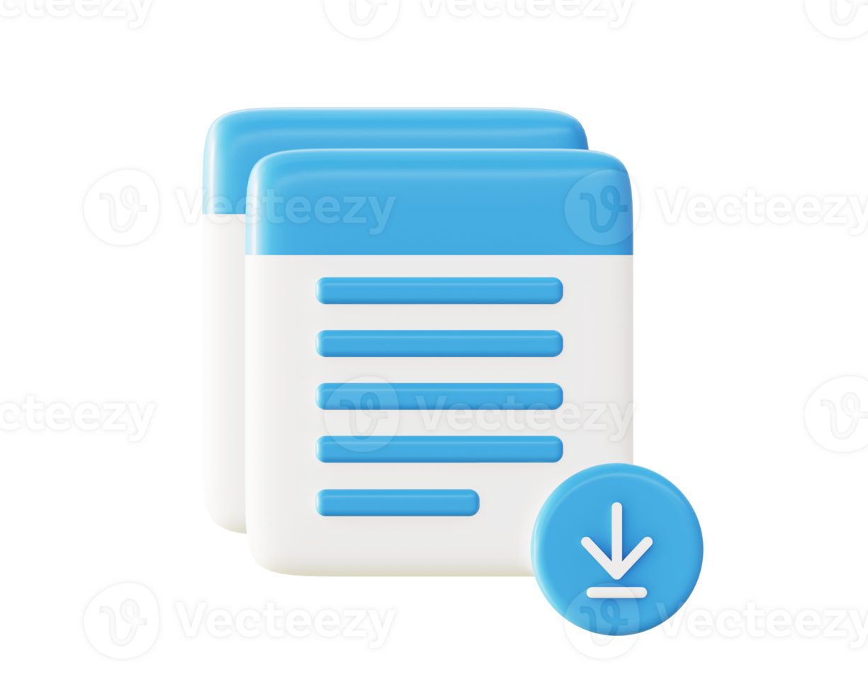 3d download document file icon for UI UX web mobile apps social media ads design png