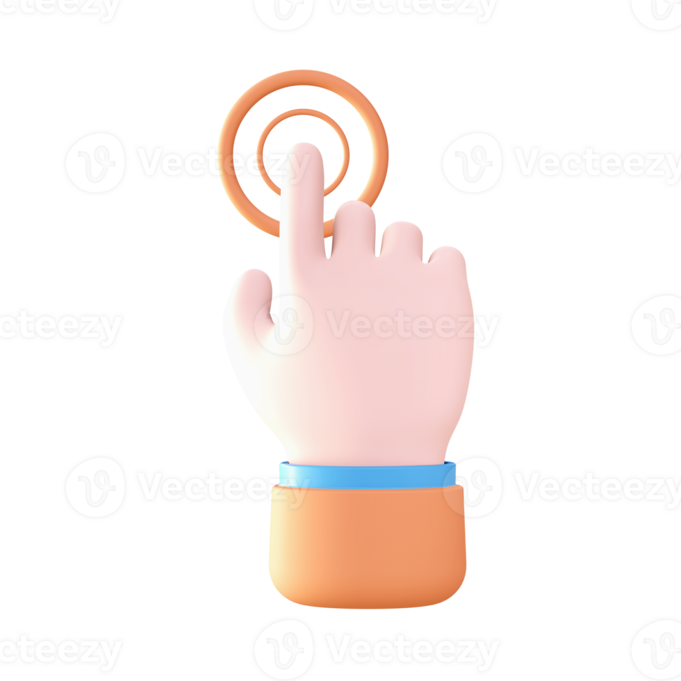 3d Hand touching and clicking icon for UI UX web mobile apps social media ads design png