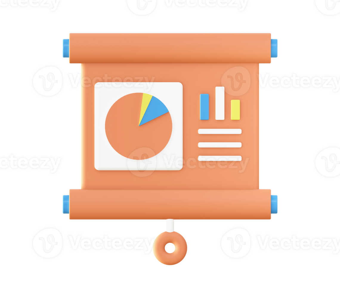 3d Orange infographic presentation with statistic chart icon for UI UX web mobile apps social media ads design png