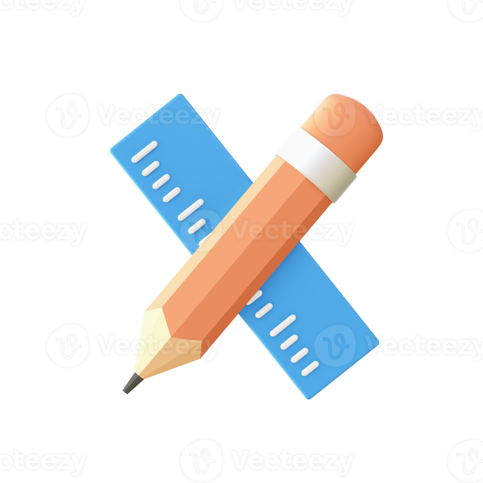 3d Pencil and Ruler icon for UI UX web mobile apps social media ads design png
