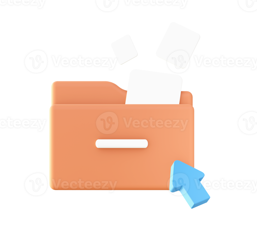 3d Searching files in folder with pointer icon for UI UX web mobile apps social media ads design png