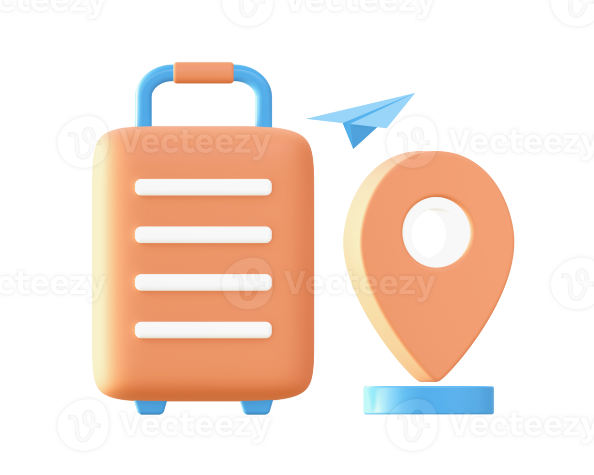 3d Travel illustration icon with suitcase luggage for UI UX web mobile apps social media ads design png