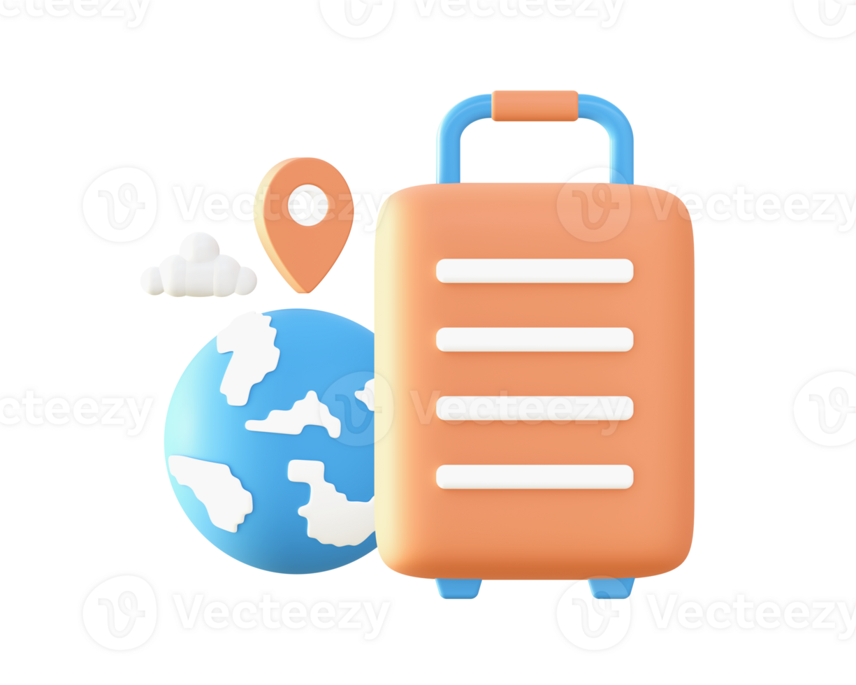 3d Travelling time illustration icon with suitcase luggage for UI UX web mobile apps social media ads design png