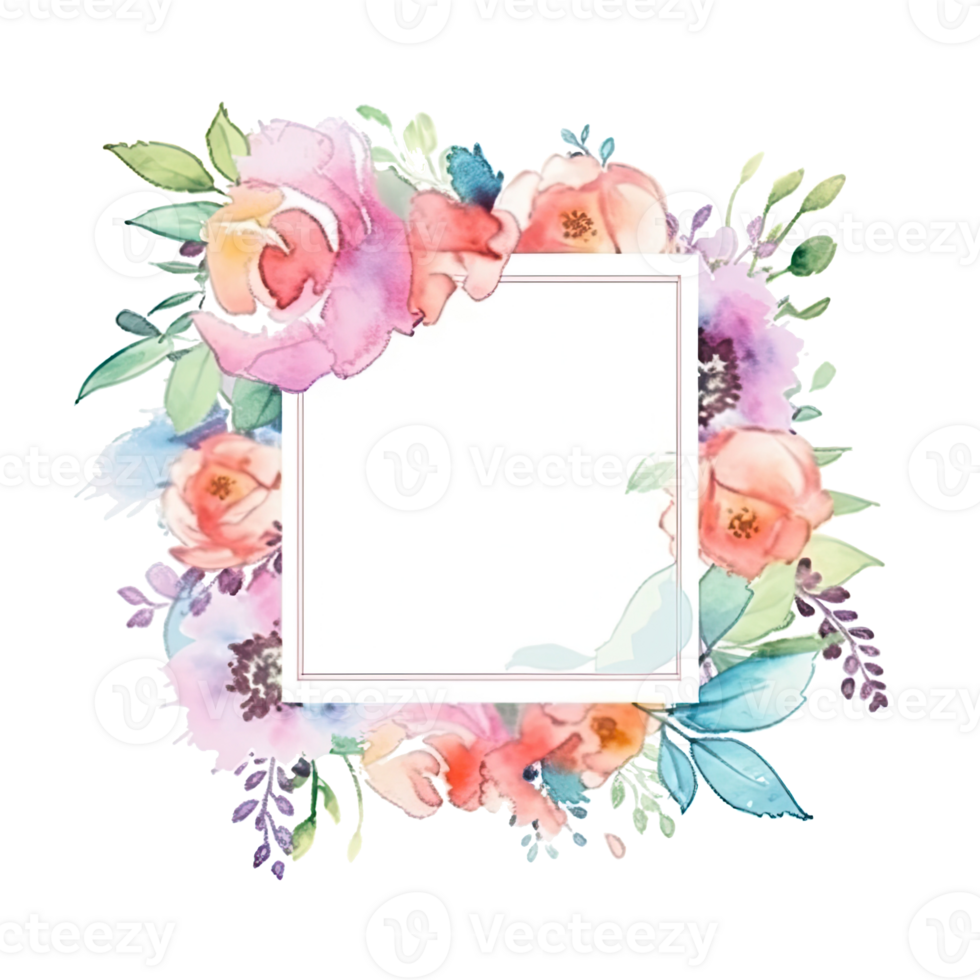 Romantic wedding watercolor frame png