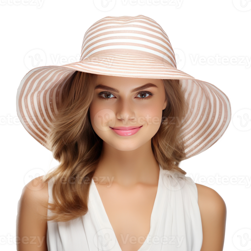 Beautiful girl with summer cap png
