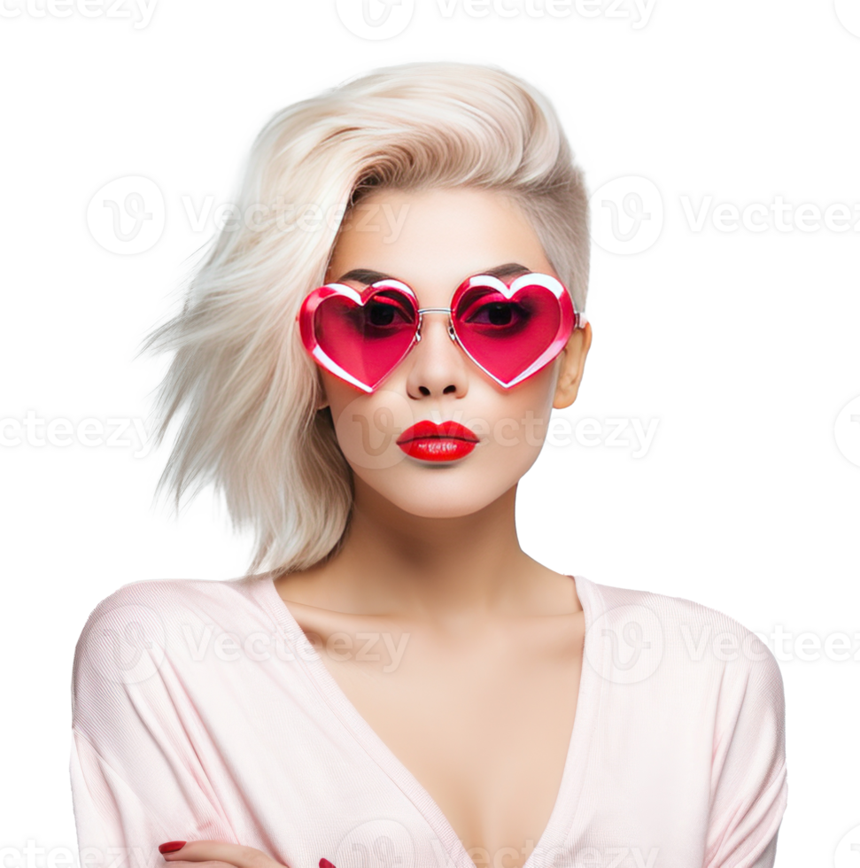 Fashion girl in pink glasses png