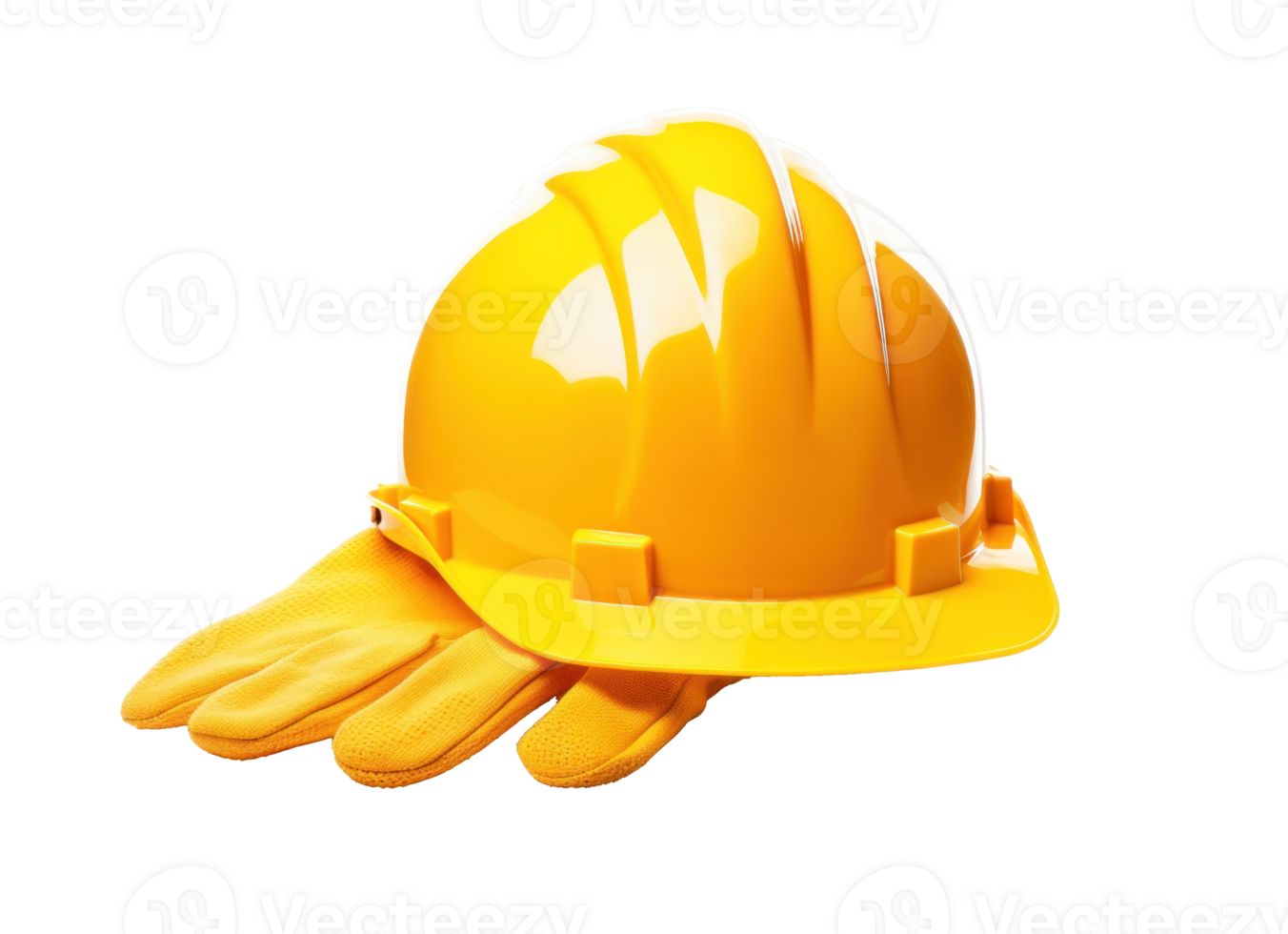A yellow hardhat and glove isolated png