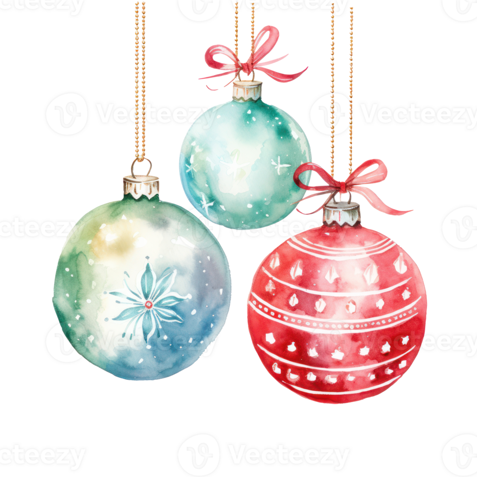 Watercolor Christmas ball isolated png