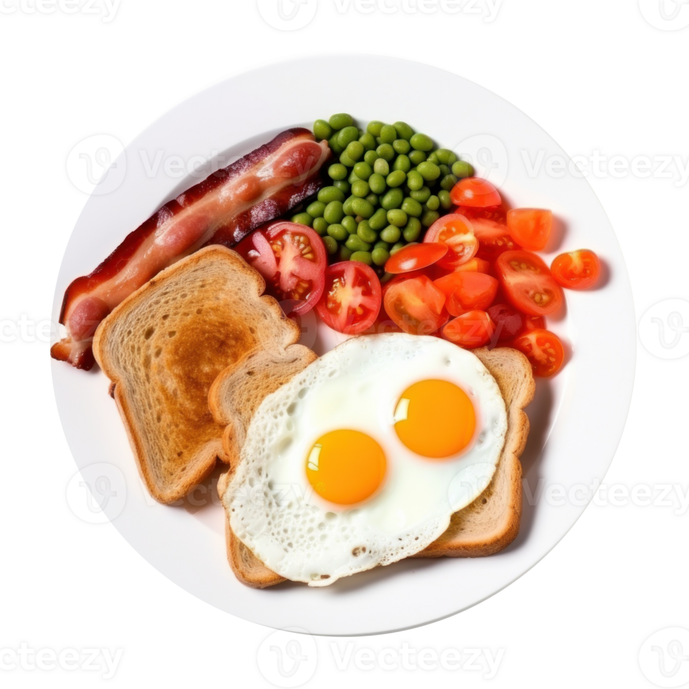 Inglés desayuno con huevos, tocino y frijoles png