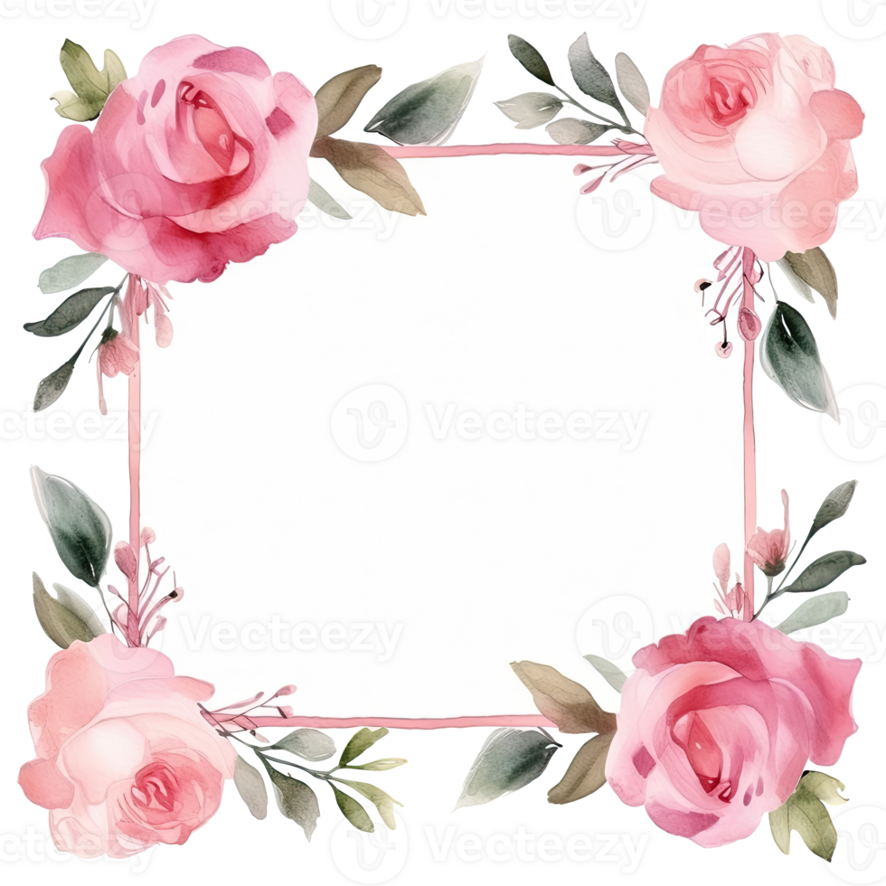 Romantic wedding watercolor frame 26991956 PNG