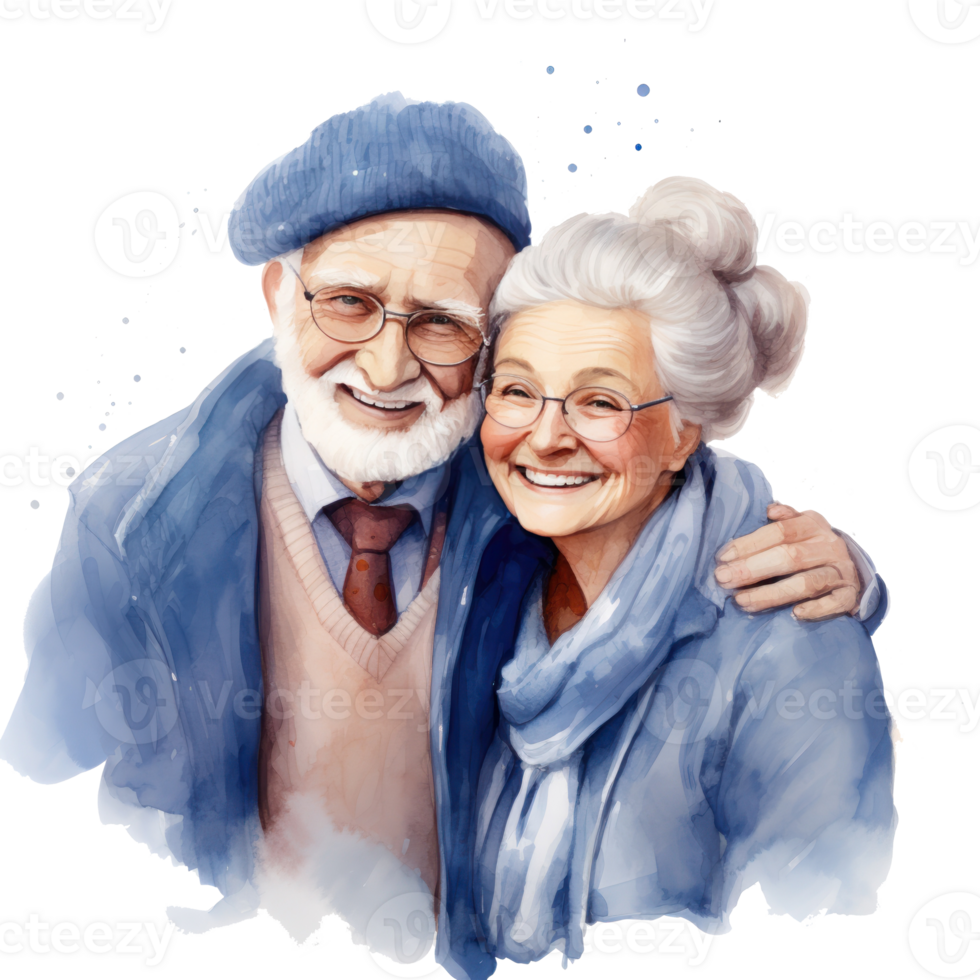 Elderly couple isolated png