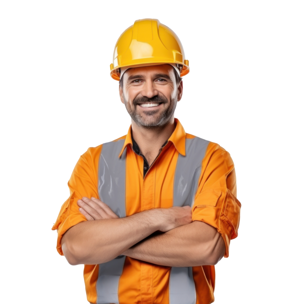 Attractive man in construction helmet png