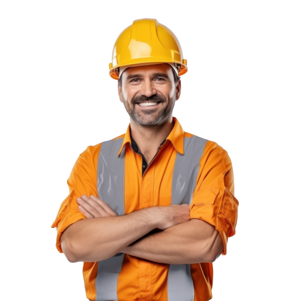 Attractive man in construction helmet png