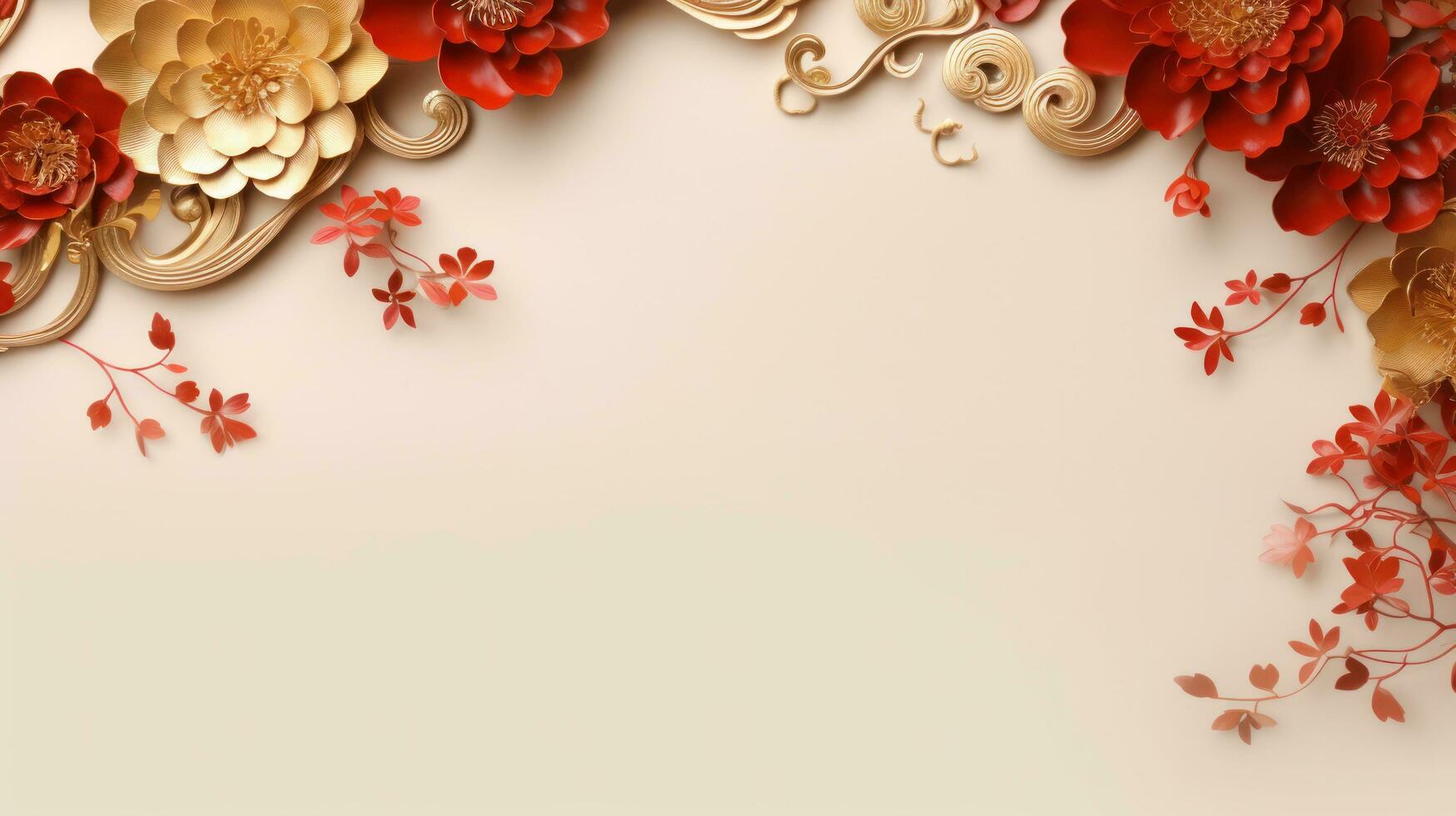 Chinese holiday background with flowers photo