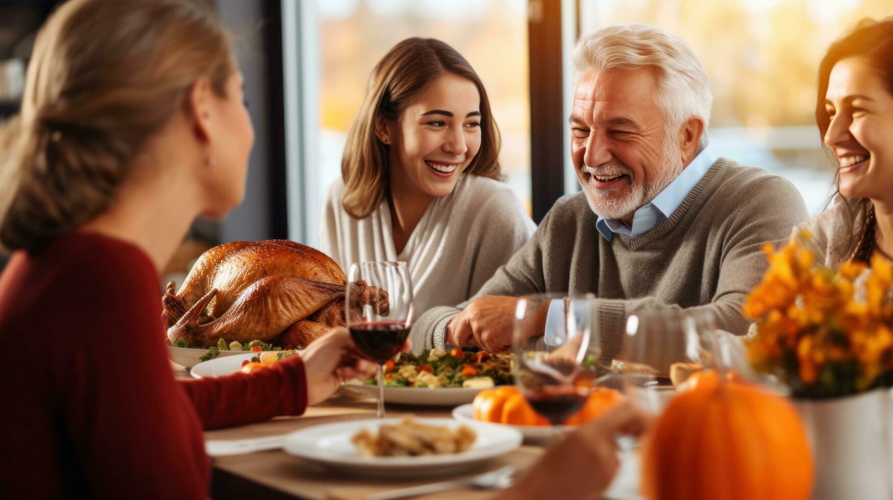 Happy family at Thanksgiving dinner 26992266 Stock Photo at Vecteezy