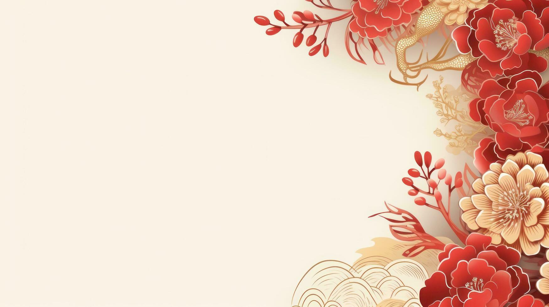 Chinese holiday background with flowers photo