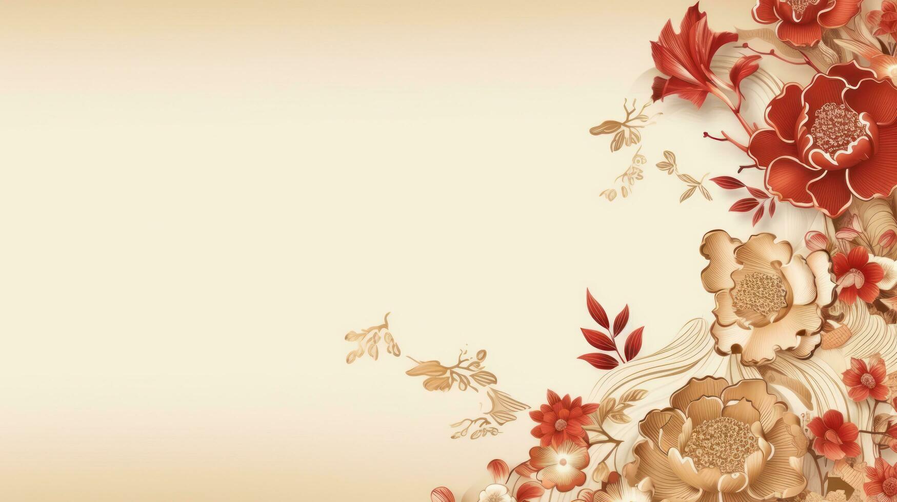 Chinese holiday background with flowers photo