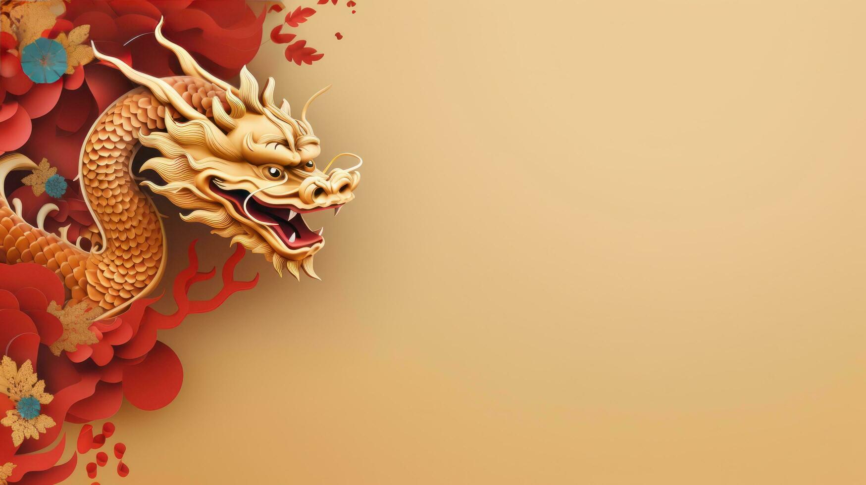 Chinese holiday background with dragon photo