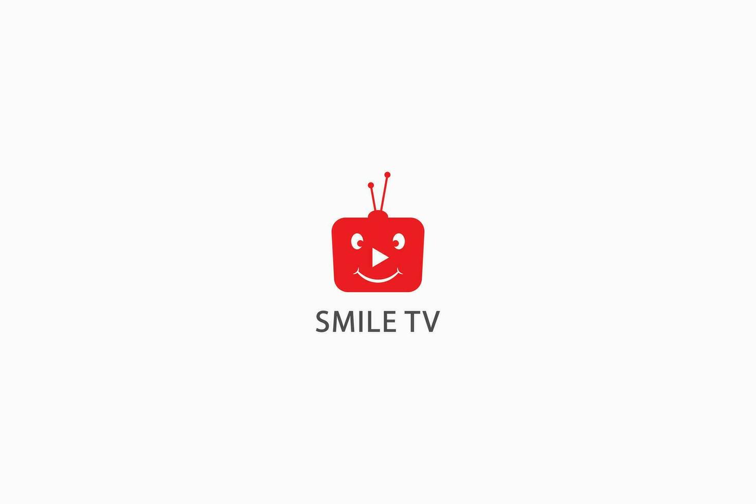 Logo Smile Television with Happy Cartoon Face for Media Entertainment, Video, Broadcast and Studio Business vector