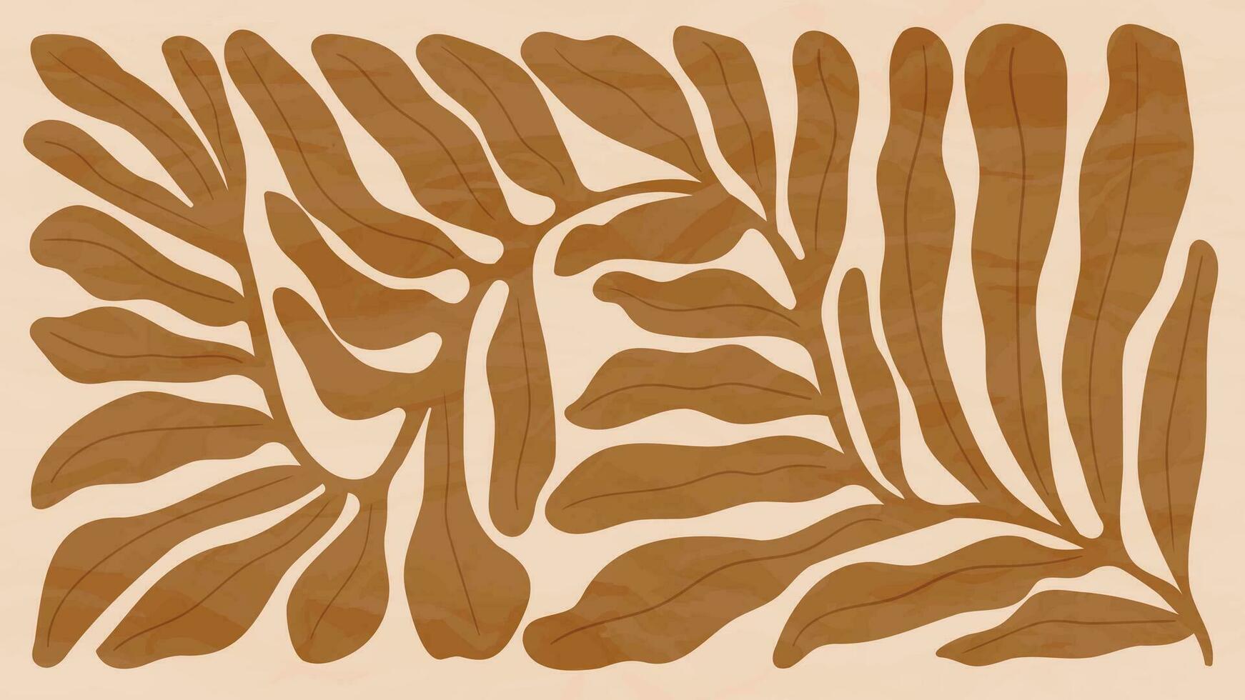 Abstract art autumn background vector. Botanic fall season hand drawn pattern design with leaves, branch. Simple contemporary style illustrated Design for fabric, print, cover, banner, wallpaper. vector