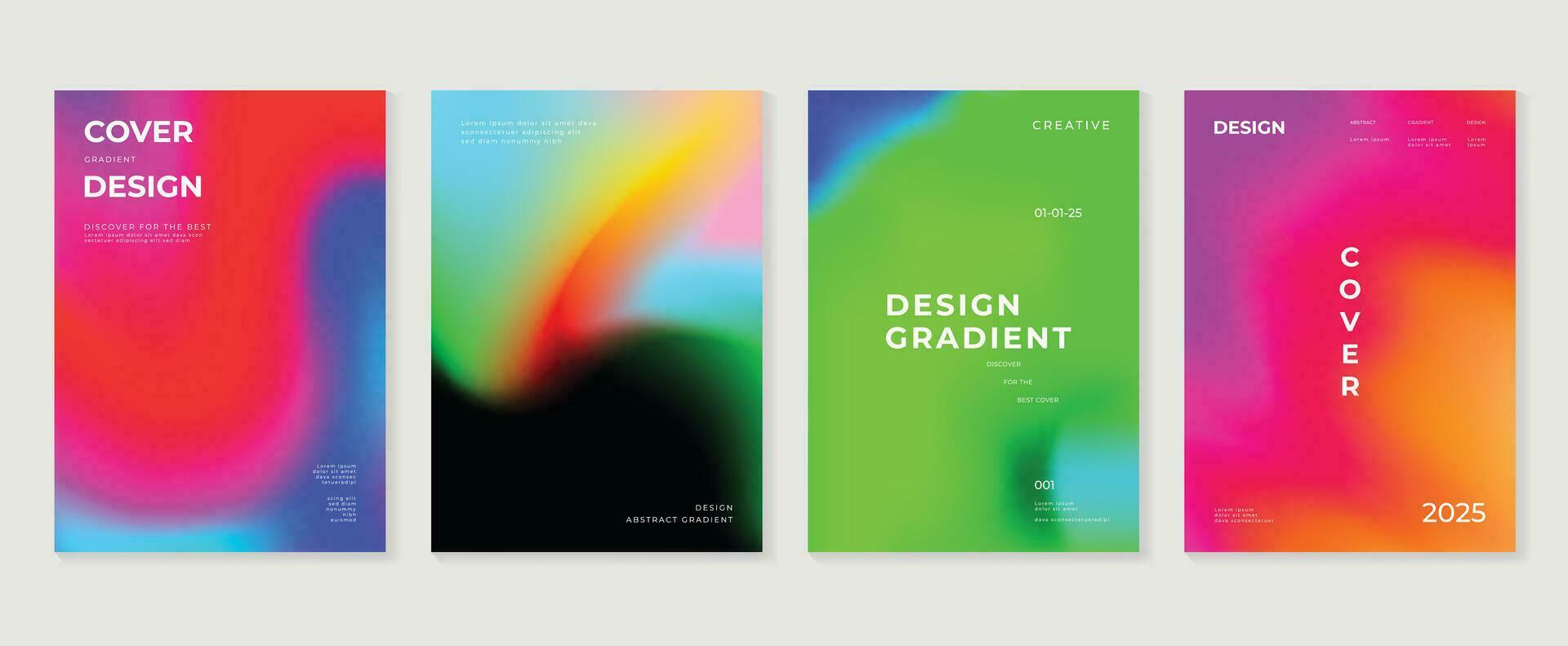 Gradient design background cover set. Abstract gradient graphic with geometric shapes, liquid, layers. Futuristic business cards collection illustration for flyer, brochure, invitation, media. vector