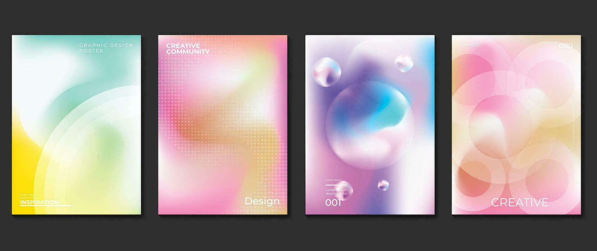 Abstract gradient background cover vector. Modern digital wallpaper with vibrant color, bubble, halftone. Futuristic landing page illustration for branding, commercial, advertising, web, poster. vector