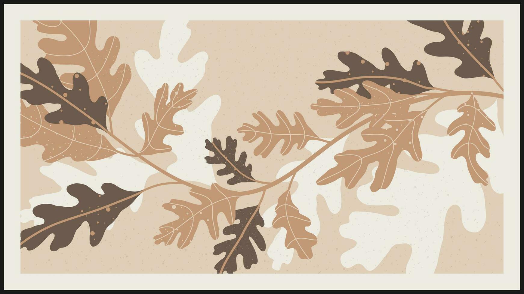 Abstract art autumn background vector. Botanic fall season hand drawn pattern design with oak leaves. Simple contemporary style illustrated Design for fabric, print, cover, banner, wallpaper. vector