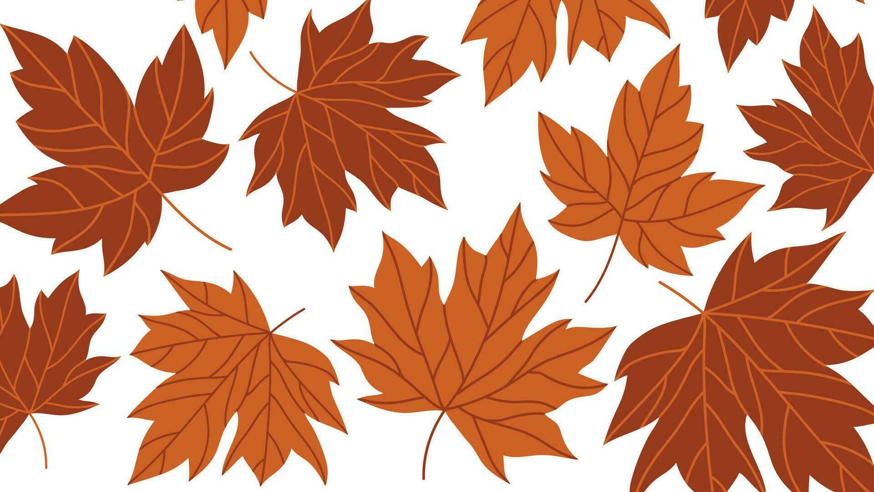 Abstract art autumn background vector. Botanic fall season hand drawn pattern design with maple leaves. Simple contemporary style illustrated Design for fabric, print, cover, banner, wallpaper. vector