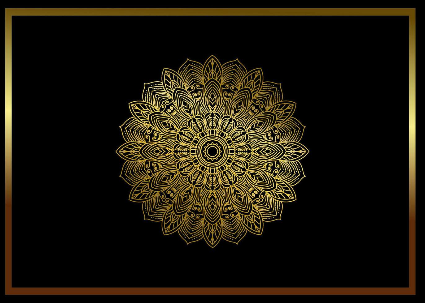 Black luxury background with gold mandala ornament vector