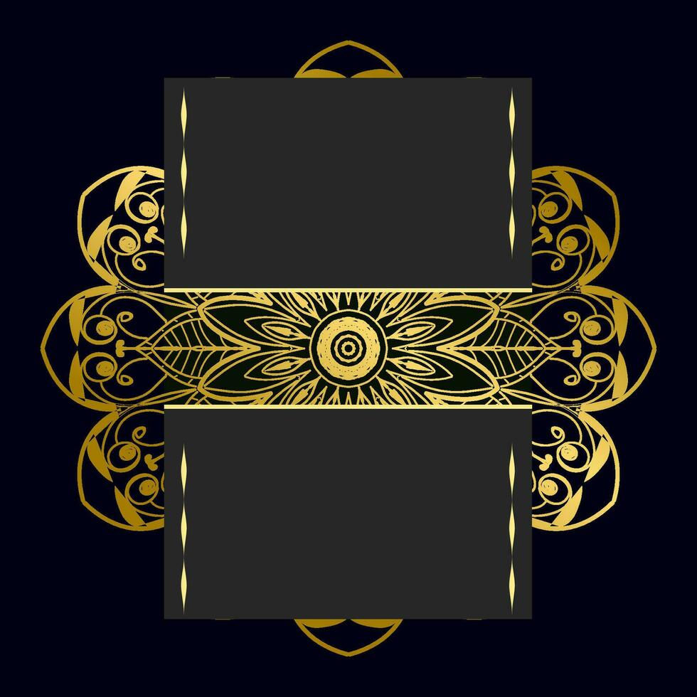 Black luxury background with gold mandala ornament vector