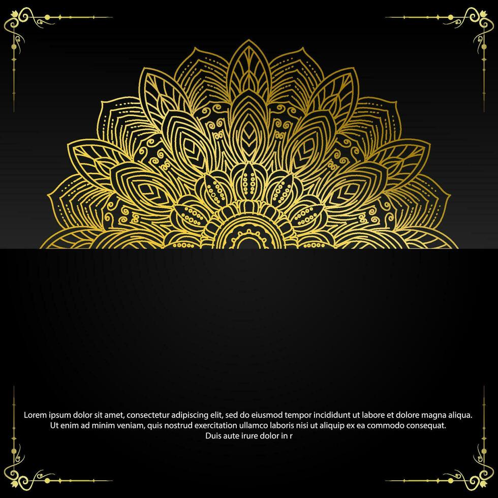 negro lujo antecedentes con oro mandala ornamento vector