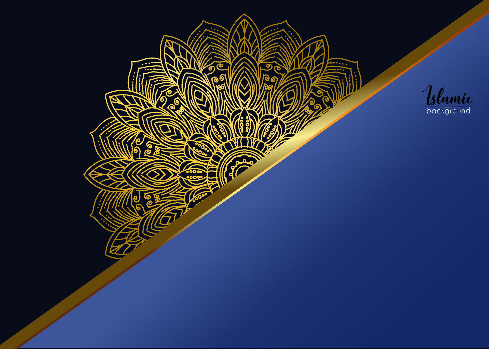 Blue background with golden mandala ornament 26992633 Vector Art at