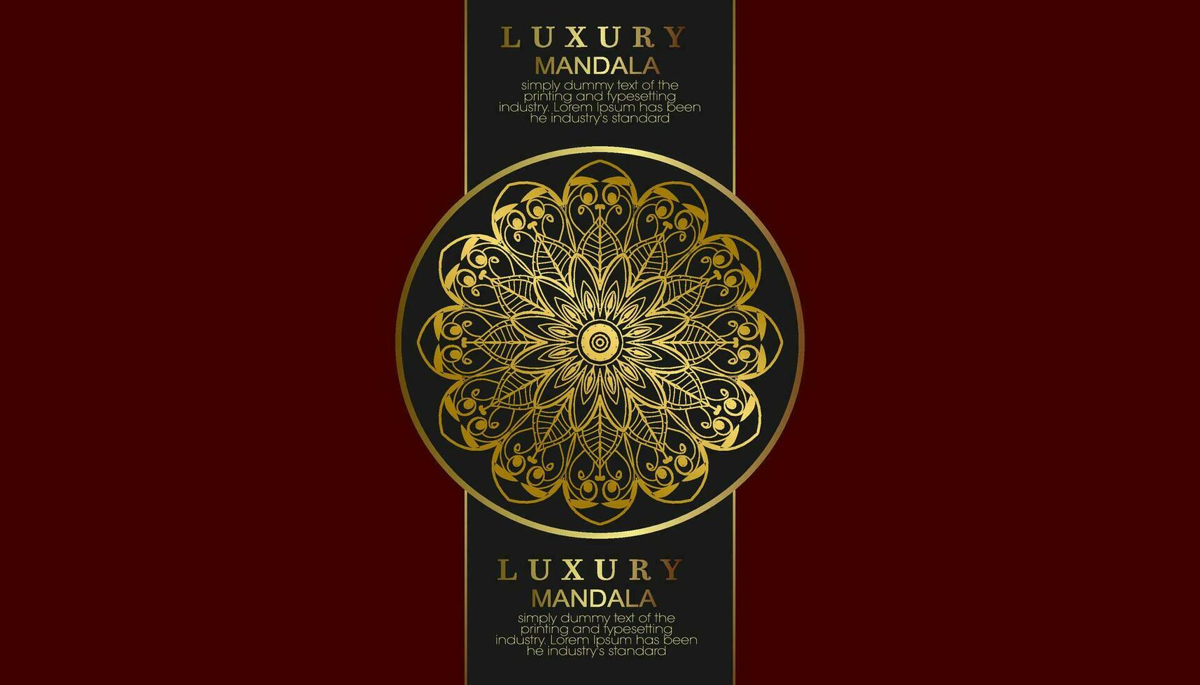 Red luxury background, with gold mandala ornament vector