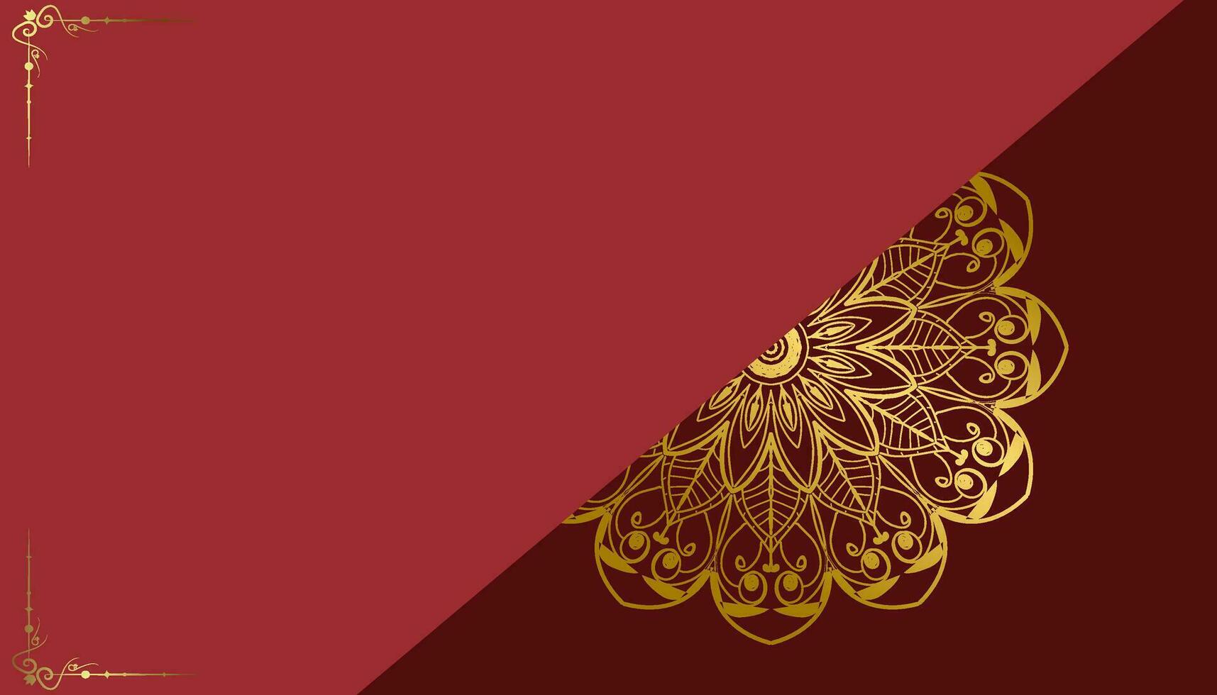 fondo de lujo rojo, con adorno de mandala dorado vector