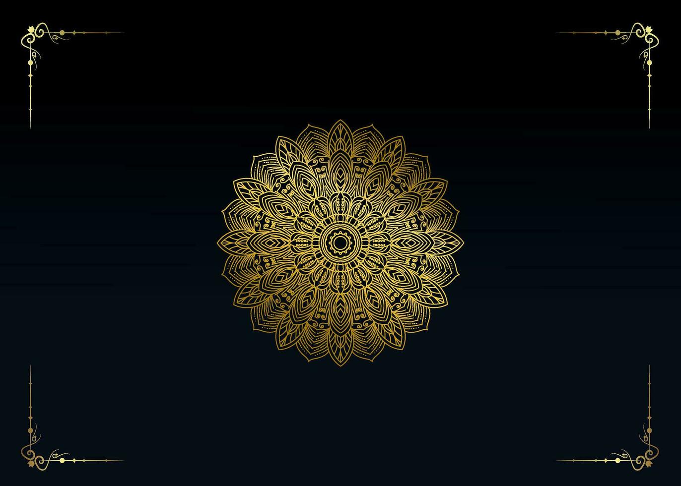 Blue background with golden mandala ornament vector