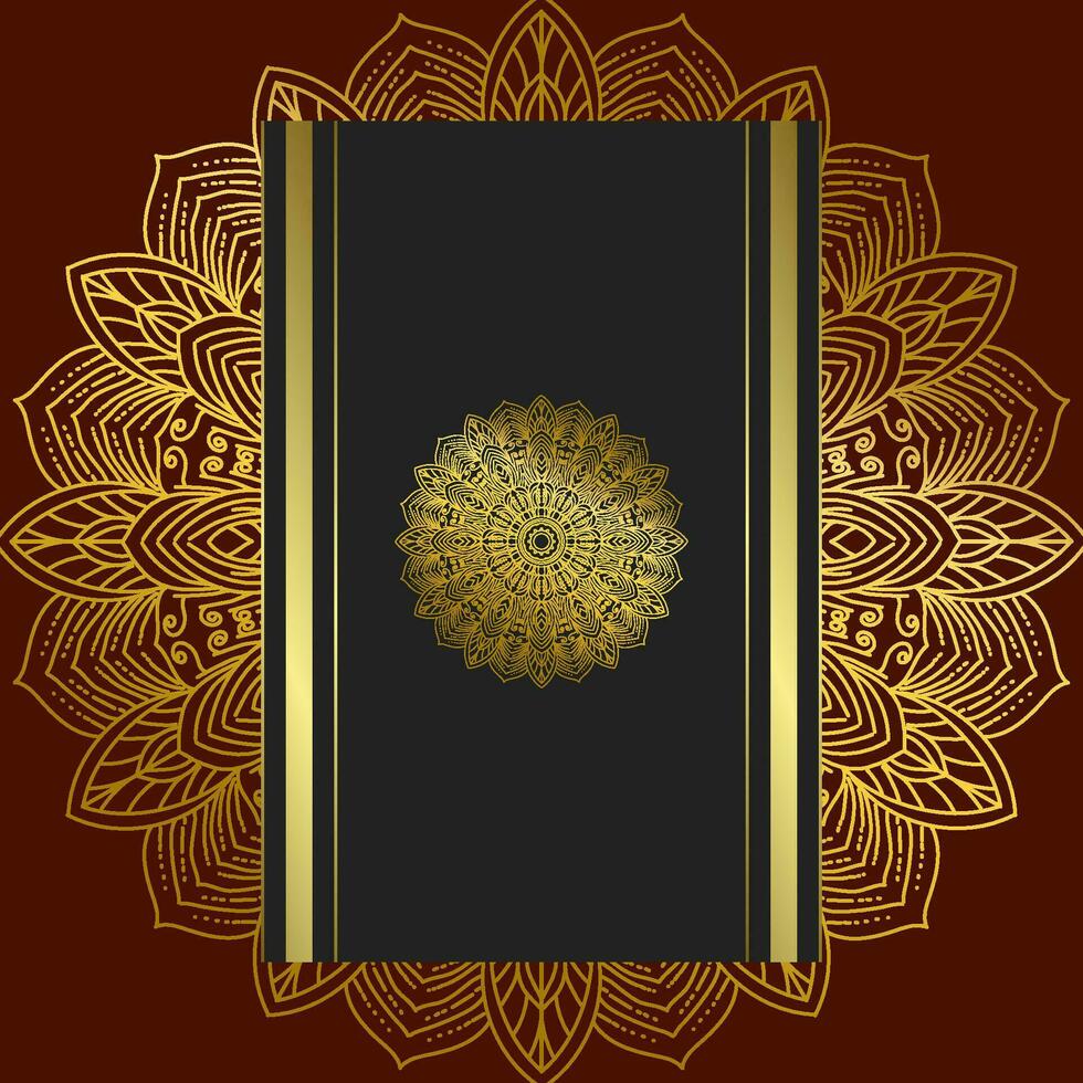 Black luxury background with gold mandala ornament vector