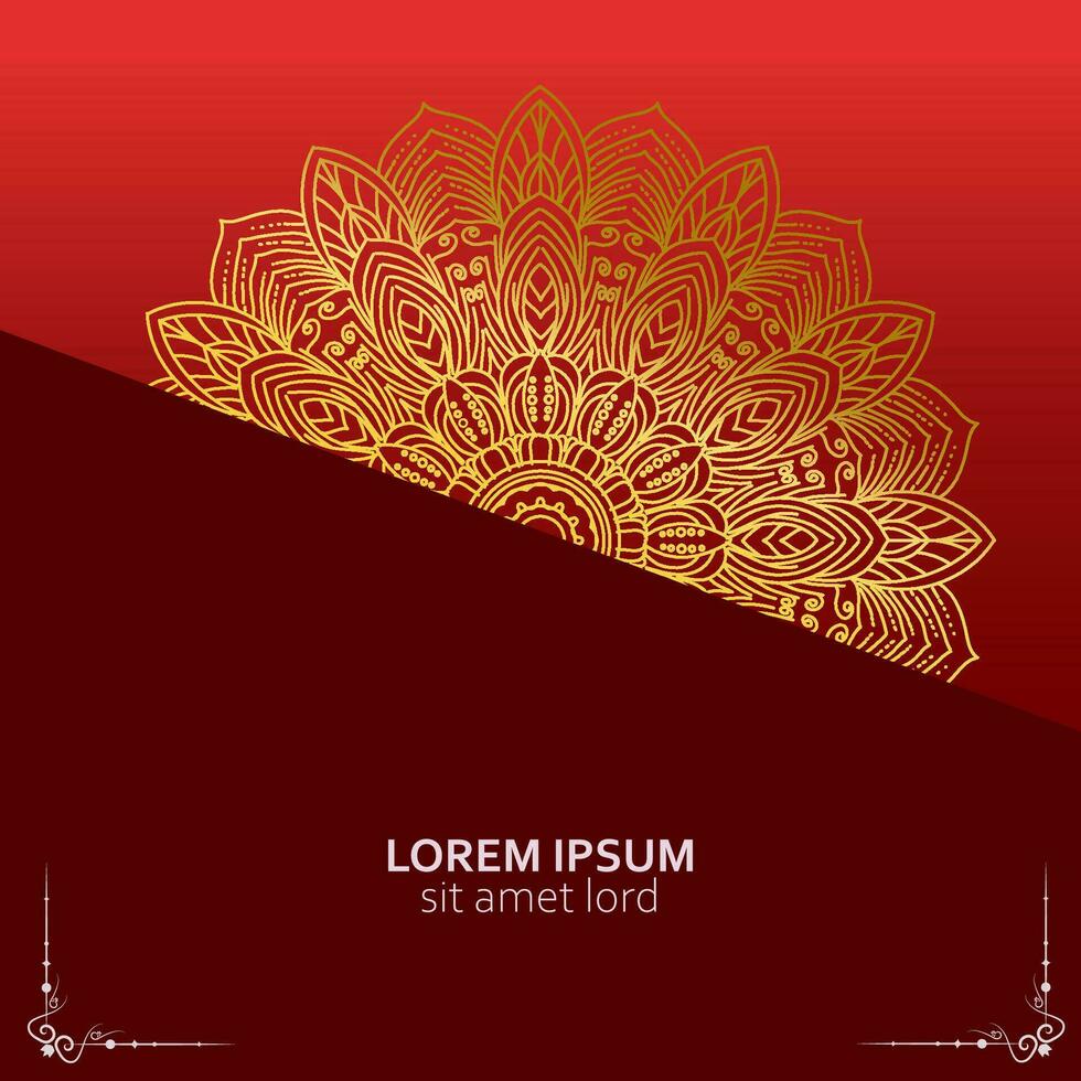 Red luxury background, with gold mandala ornament vector