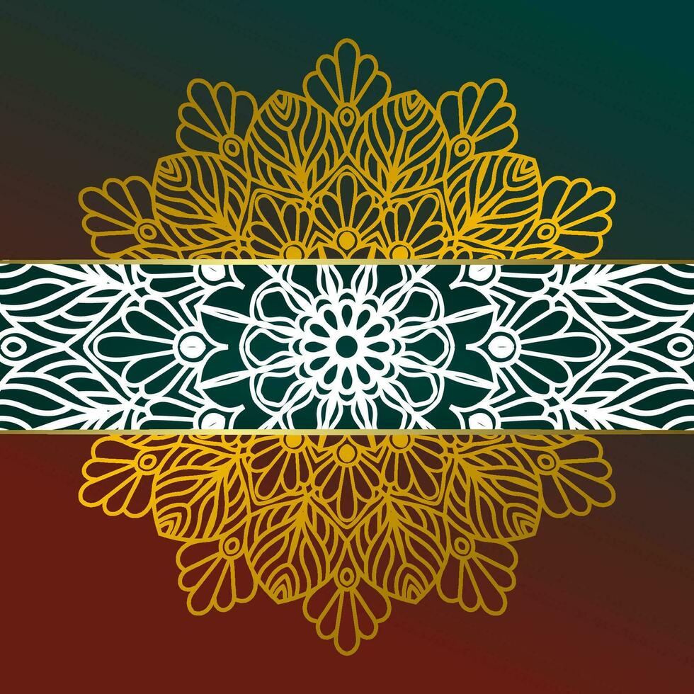Gradient background with golden mandala ornament vector